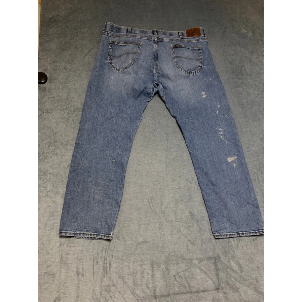 Lee Slim Straigth Jeans Mens 40W Blue Denim Medium Wash 5-Pockets Streetwear